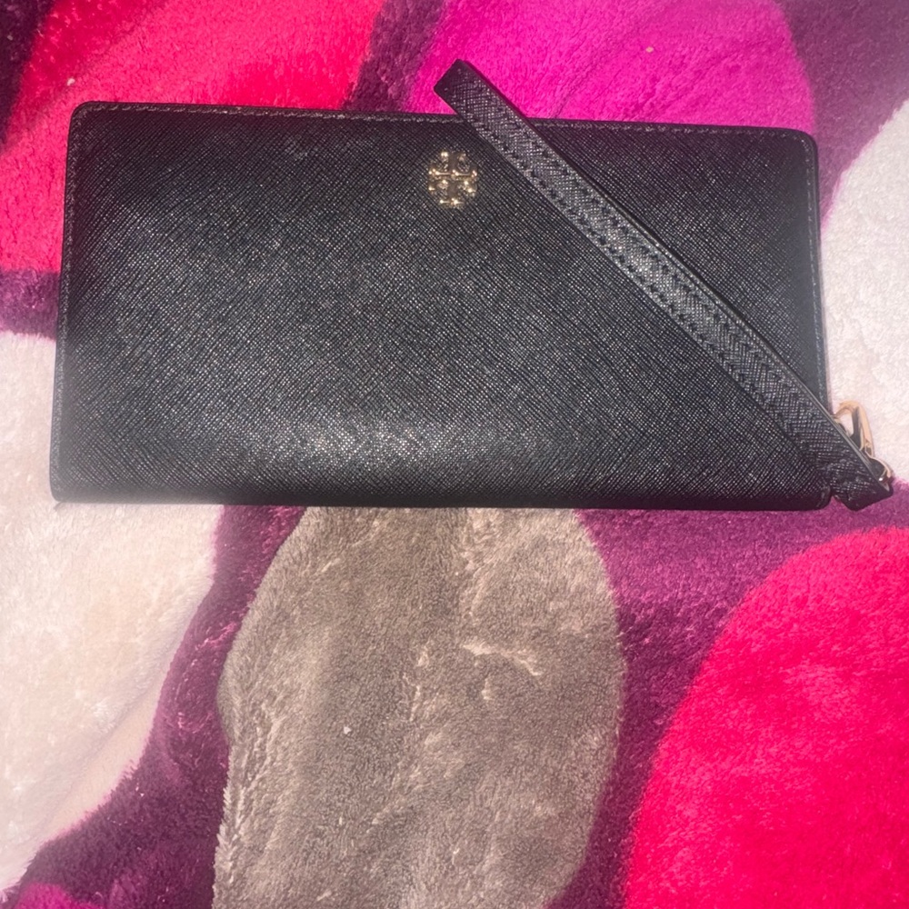 Tory Burch Black Leather Wristlet